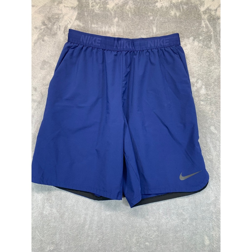 Nike Tall Running Shorts Athletic Training Gym Workout Drawstring Blue XL 32"